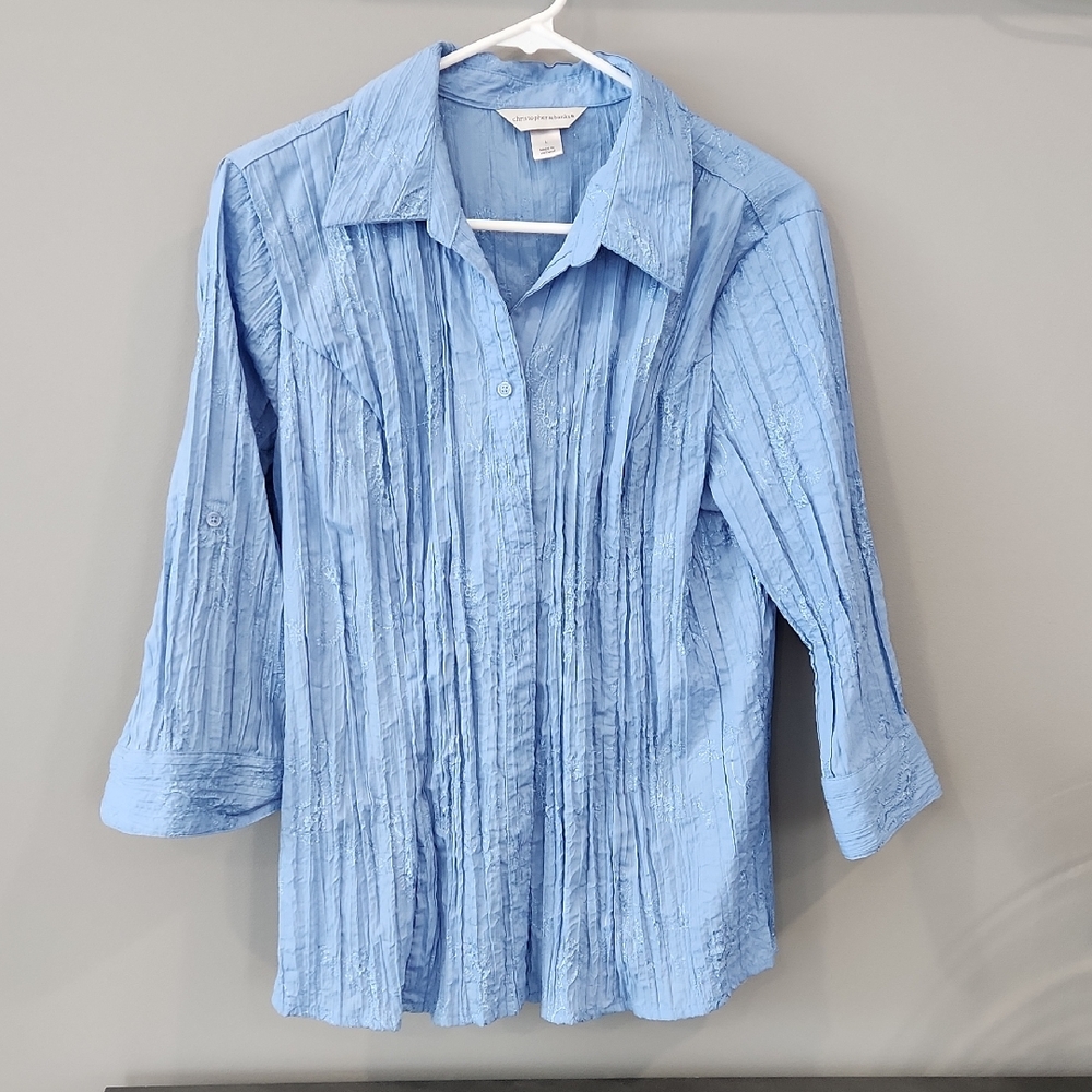 Chico's Light Blue Crinkle Blouse